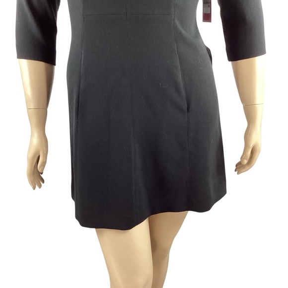 Vince Camuto Black Fit and Flare Mini Dress 3/4 Sleeve Petite 12P - Picture 3 of 7